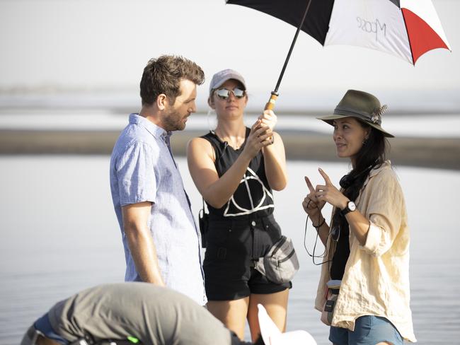 Director Rosie Lourde on the set of Netflix romantic comedy Romance on the Menu, which was filmed in Shorncliffe on Brisbane’s bayside.