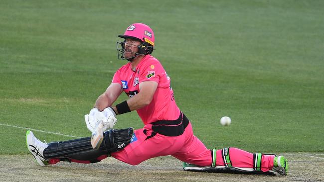 HOBART, AUSTRALIA - DECEMBER 20: Dan Christian of the Sixers bats during the Big Bash League match between the Sydney Sixers and the Adelaide Strikers at Blundstone Arena, on December 20, 2020, in Hobart, Australia. (Photo by Steve Bell/Getty Images)