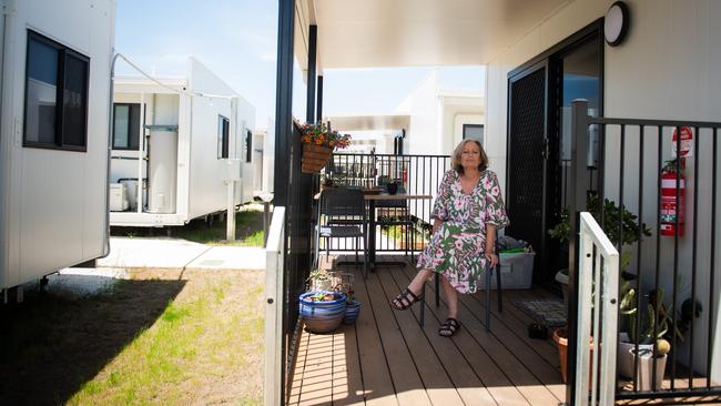 Denise Lowe at her two-bedroom pod home in Wollongbar. Picture: Elise Derwin