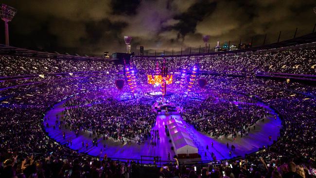 The crowd gathered for one of Ed Sheeran’s two Melbourne gigs at the MCG, on March 2 2023. Picture: Michelle Couling Photography