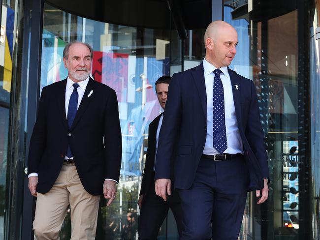 Australian Rugby League Commission Chairman John Grant and NRL CEO Todd Greenberg. Picture: Brett Costello