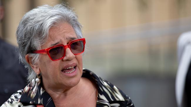 Class action lawyer Angela Sdrinis outside Hobart Supreme Court in 2024. Picture: Linda Higginson