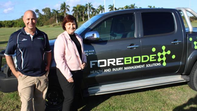 Marc Newman with Julieanne Gilbert MP when Forebode Health and Injury Management was awarded a $5000 Queensland Government Business Basics grant. Picture: Contributed