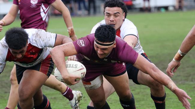 QLD player 11, Arama Hau, ASSRL National Semi-finals, QLD vs NSW CIS (18), Redcliffe. Picture: Liam Kidston