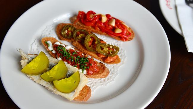 Carb-loading with class: the selection of crostini. Picture: Nicki Connolly