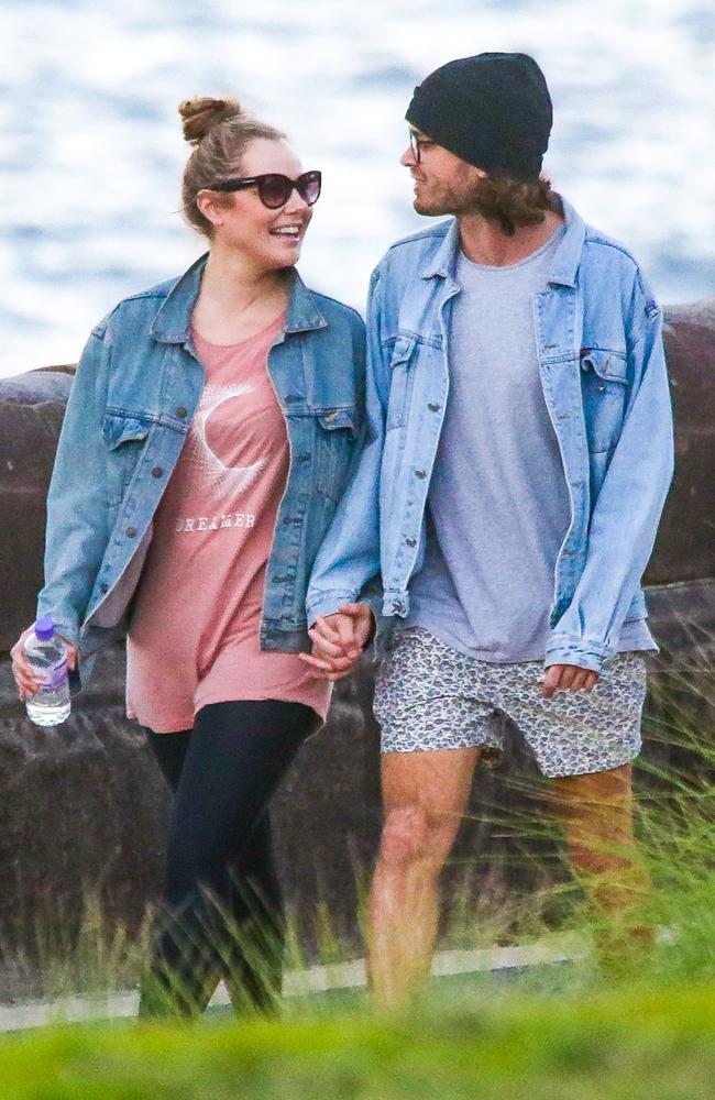 Jessica Marais takes a stroll with Jake Holly. Picture: Matrix Media Group