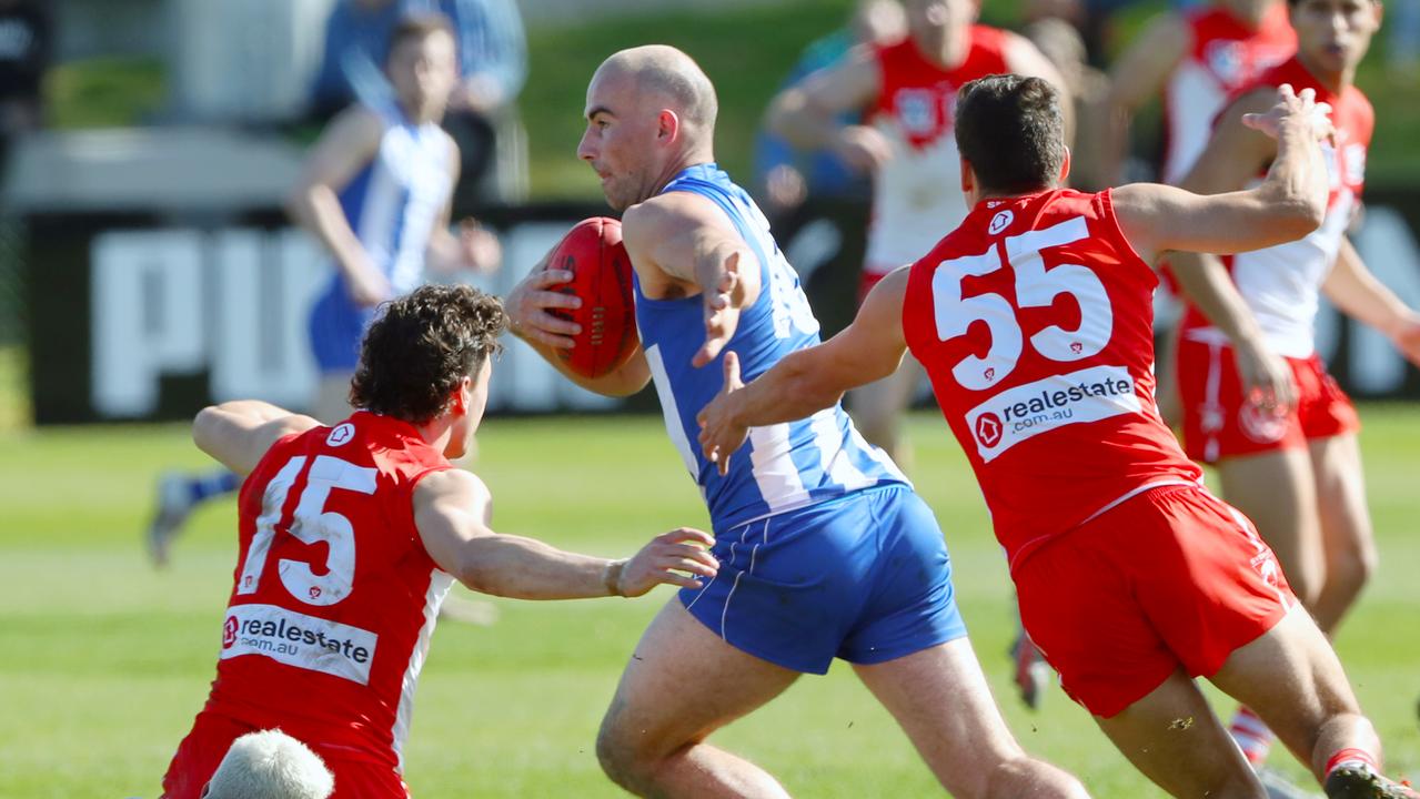 Ben Cunnington in his VFL North Melbourne return. Picture: David Crosling