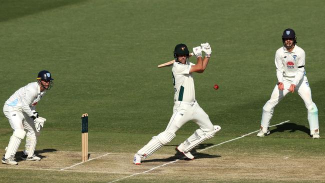 SYDNEY, AUSTRALIA - NOVEMBER 26: Beau Webster of the Tigers bats during the Sheffield Shield match between New South Wales and Tasmania at Sydney Cricket Ground, on November 26, 2024, in Sydney, Australia. (Photo by Matt King/Getty Images)