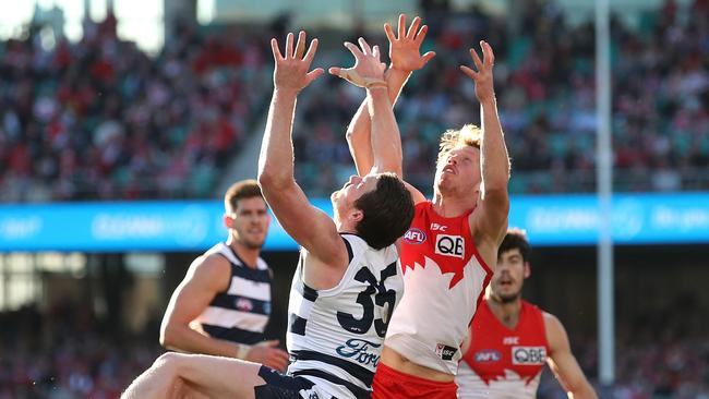 Patrick Dangerfield and Callum Mills are set to go head-to-head again. Picture: Phil Hillyard