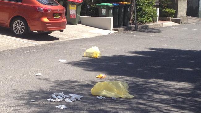 Rubbish strewn over Martens Lane.