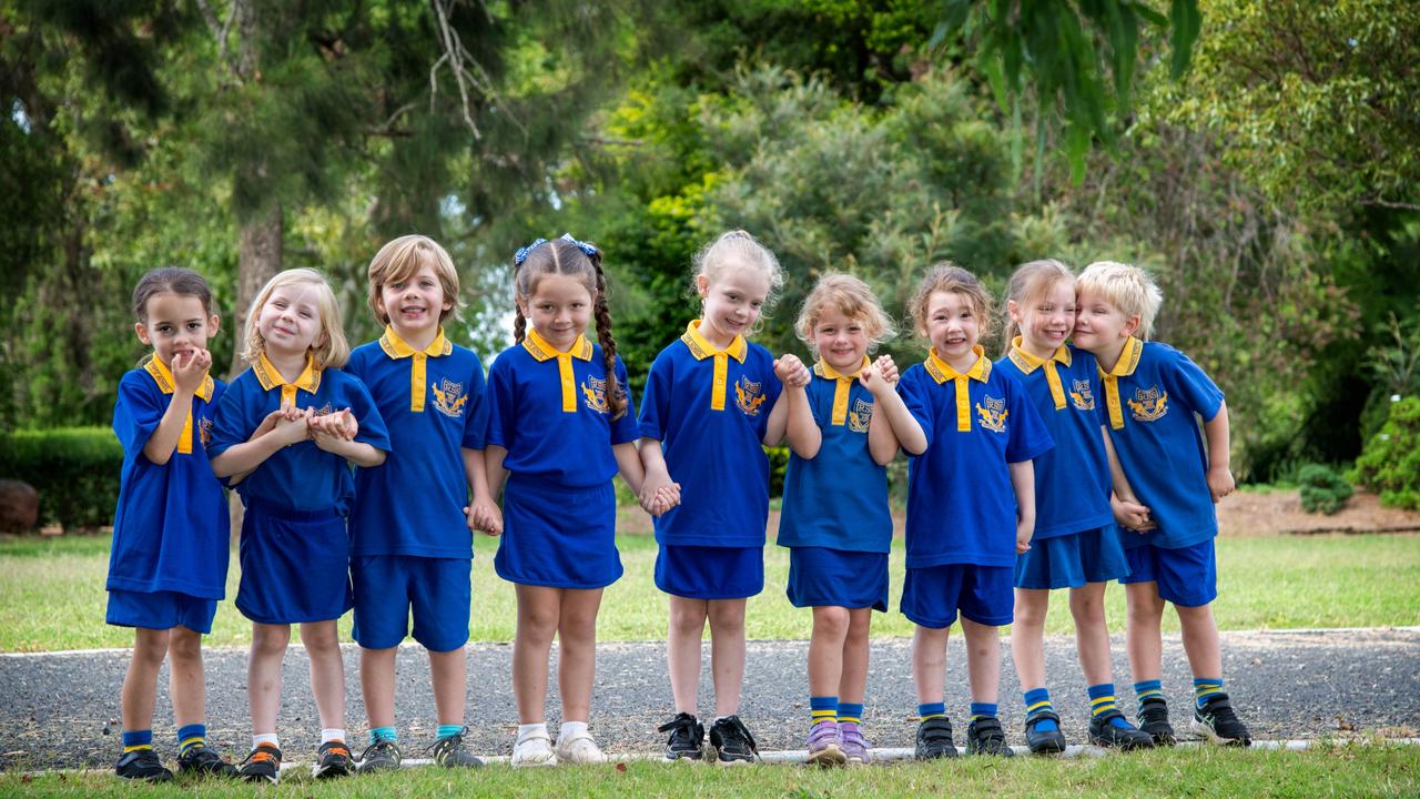 MY FIRST YEAR: Ramsay State School Prep students (from left) Tilly, Annabelle, Spencer, Makenlee, Livia, Annie, Brooklyn, Clara, Angus, February, 2024. Picture: Bev Lacey