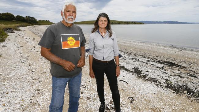 Aboriginal Heritage community member Rocky Sainty and South Arm resident Robyn McNicol at the site of a proposed golf course at Arm End recreational reserve. PICTURE: MATT THOMPSON