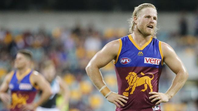 It was a tough afternoon for Daniel Rich and Brisbane against Port Adelaide. Picture: AAP