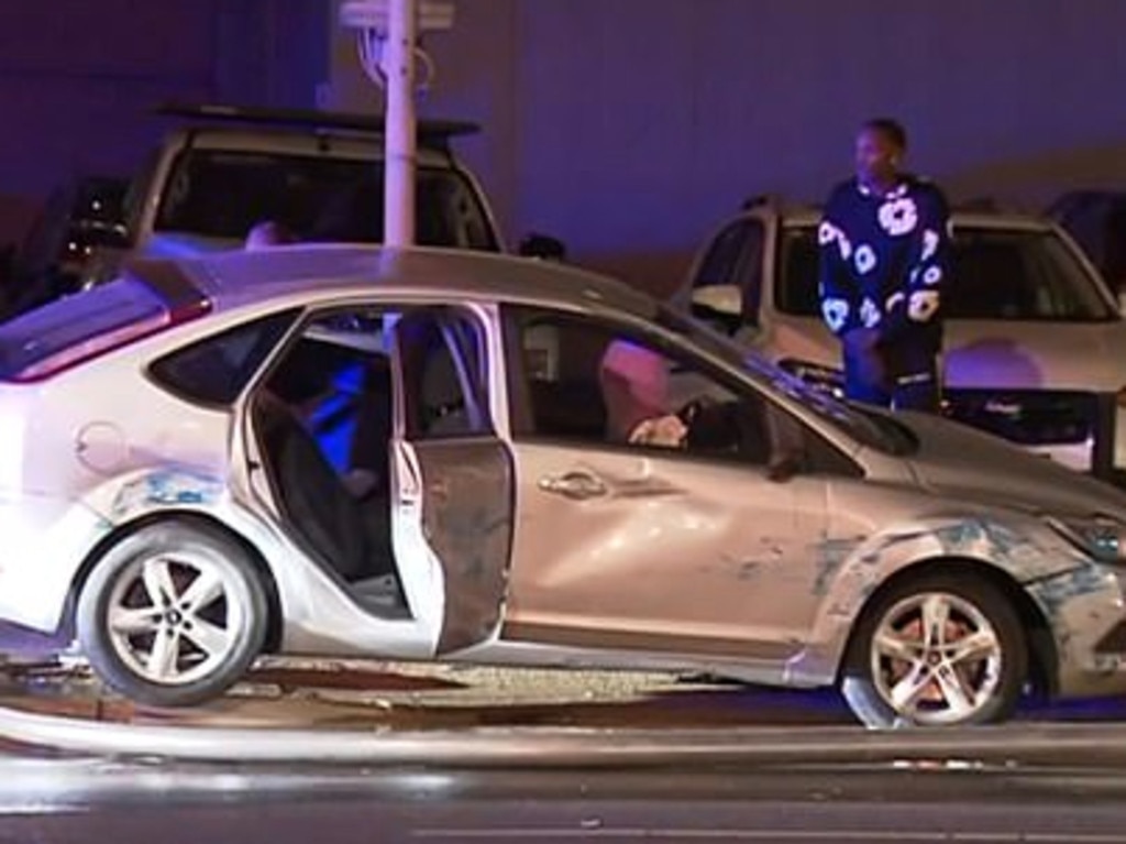 The woman in the silver car claimed she thought her friend was being threatened in the blue car so tried to protect him. Picture: Seven