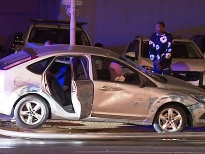 The woman in the silver car claimed she thought her friend was being threatened in the blue car so tried to protect him. Picture: Seven