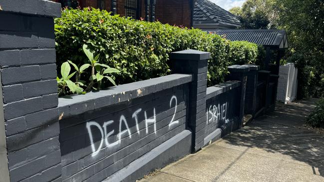 Anti-Semitic graffiti in Woollahra, Sydney. Picture: Liam Mendes