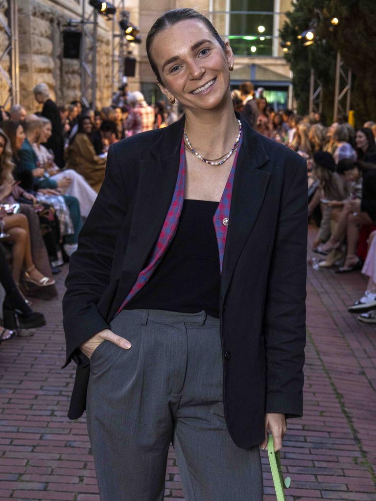 Joanne Cockram at the Adelaide Art Gallery, Adelaide Fashion Week. Picture: Kelly Barnes