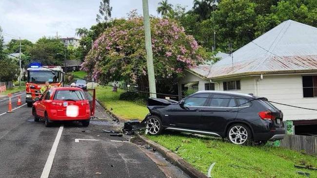 A driver fled a crash after smashing a black BMW into a parked car on Blackall Tce in Nambour on January 9.