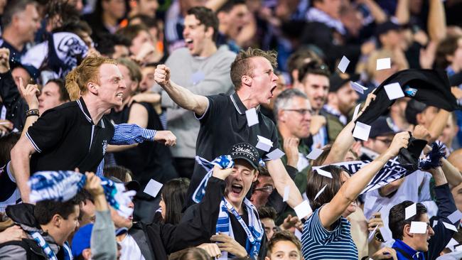 Melbourne Victory fans during a Melbourne derby game. Picture: Stuart Walmsley
