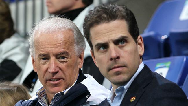 Joe Biden and his son Hunter in 2010. Picture: Bruce Bennett/Getty Images