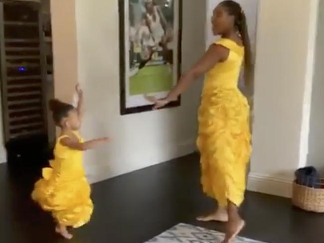 Serena Williams and daughter Alexis dancing to Beauty And The Beast in a post that went viral.