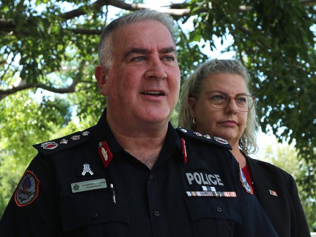 NT Police Commissioner Michael Murphy and Attorney General Marie-Clare Boothby on December 31, 2024. Picture: Zizi Averill.