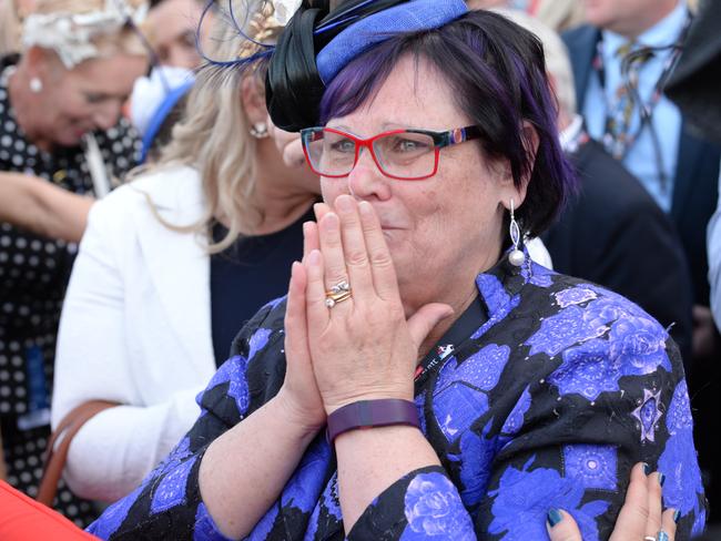 An emotional co-owner Debbie Keptis after Winx’s amazing achievement. Picture: Lawrence Pinder