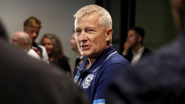 MELBOURNE, AUSTRALIA - NOVEMBER 28: Stephen Wells, Recruiting Manager of the Cats speaks to the media during the 2019 NAB AFL Draft at Marvel Stadium on November 28, 2019 in Melbourne, Australia. (Photo by Dylan Burns/AFL Photos via Getty Images)