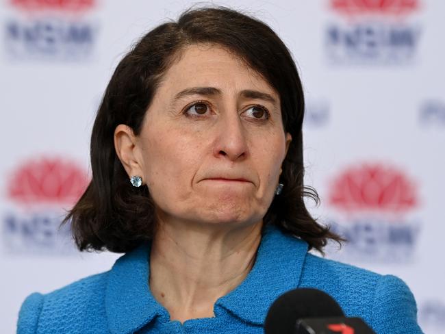 NSW Premier Gladys Berejiklian speaks to the media. Picture: NCA NewsWire/Bianca De Marchi