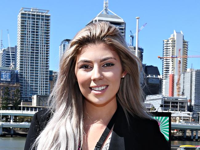 QUT students Natasha Walford from the Gold coast at south Bank. Pic Annette Dew