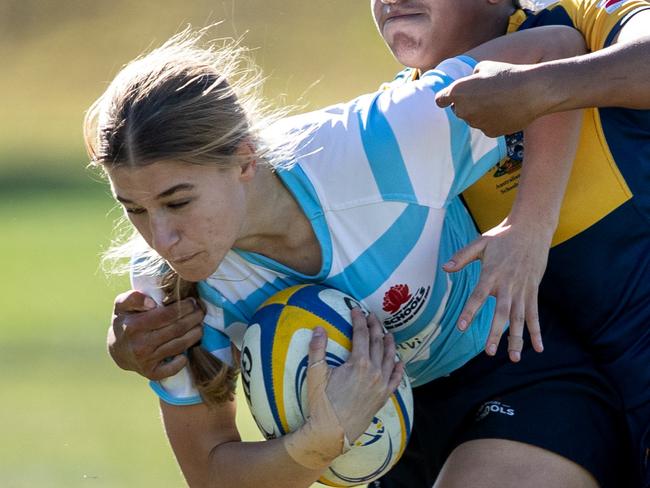 06/07/23. News Local. Sport.Merrylands, Sydney, NSW, Australia.2023 Australian Schools Rugby Championship at Eric Tweedale Stadium, Merrylands.Action from the girls open game between NSW 2 v ACTNSW Amelia WhitakerPicture: Julian Andrews