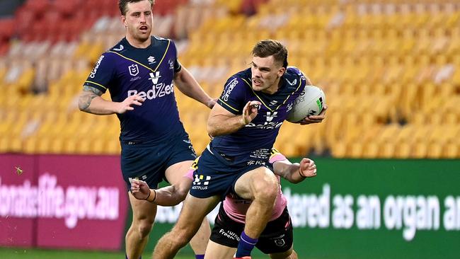 Ryan Papenhuyzen in action for the Storm against Penrith Panthers at Suncorp Stadium on Sunday. Picture: NRL Photos via Getty Images