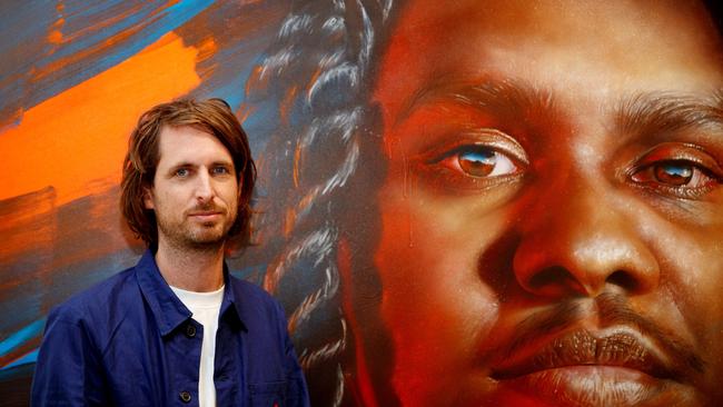 Matt Adnate was awarded the Archibald Packing Room Prize for his portrait of Baker Boy. Picture: NCA NewsWire / Nikki Short