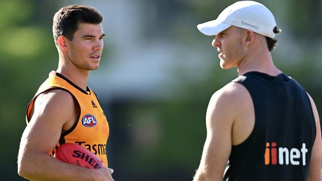 Hawthorn midfielders Jaeger O'Meara and Tom Mitchell are expected to be fit to play North Melbourne in round 1. Picture: Getty Images