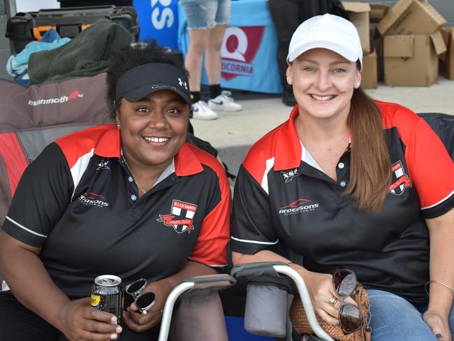 Dee Delasau and Lisa Everitt at the AFL Capricornia grand finals, Rockhampton Cricket Grounds, September 10, 2022.