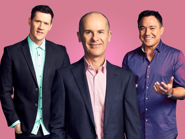 Ed Kavalee, Tom Gleisner and Sam Pang star on Channel 10’s ‘Have You Been Paying Attention’. Picture: Supplied