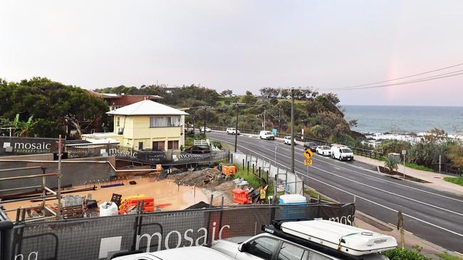 Heavy rain lashed Mosaic’s building site at First Bay, Coolum, on Tuesday. Photo Patrick Woods / Sunshine Coast Daily.