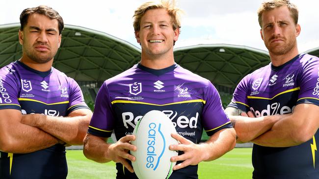 Storm leaders Jahrome Hughes, Harry Grant and Cameron Munster are looking to bounce back. Picture: Josh Chadwick/Getty Images