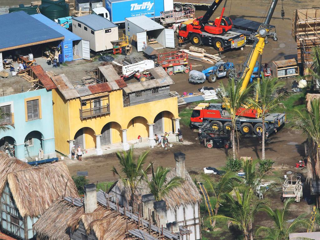 Work continues on the set of the latest Pirates of the Caribbean film, Dead Men Tell No Tales, being shot in Maudsland on the Gold Coast. Picture by Scott Fletcher