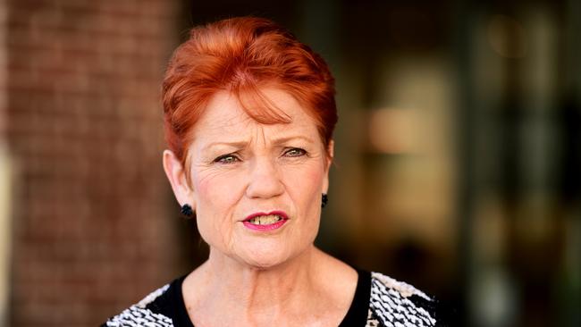 Pauline Hanson in Townsville to endorse her One Nation Candidate for Thuringowa, Troy Thompson. Picture: Alix Sweeney