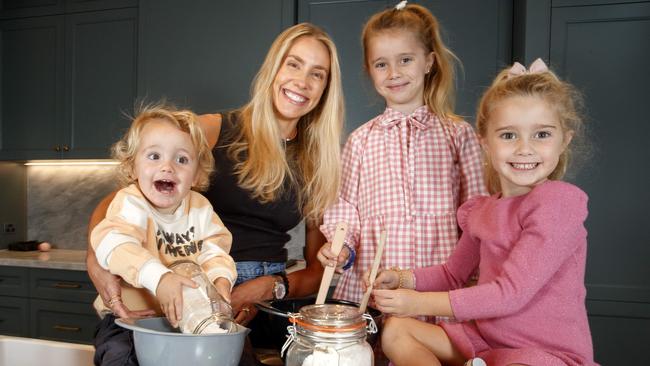 Brooke with their her kids Parker, Harper and Mackenzie. Picture: David Geraghty