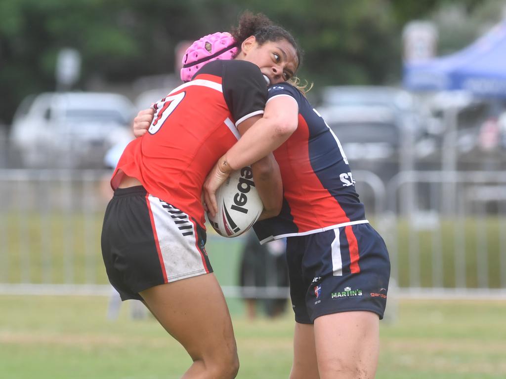Kirwan State High School hosts St Patrick's College, Mackay, in round 1 of the 2025 Aaron Payne Cup. Senior Girls. Picture: Evan Morgan
