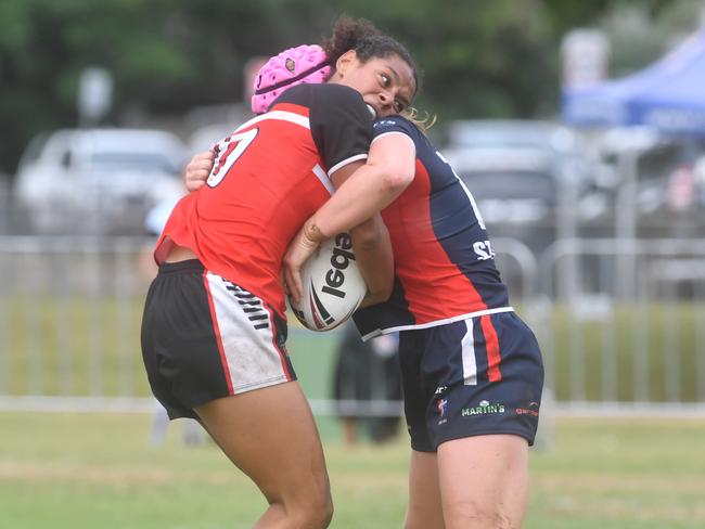 Kirwan State High School hosts St Patrick's College, Mackay, in round 1 of the 2025 Aaron Payne Cup. Senior Girls. Picture: Evan Morgan