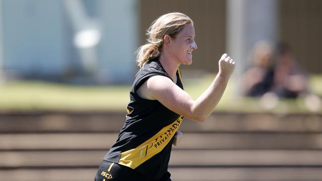 Glenelg’s Caitlyn Swanson ranks second in the SANFLW goalkicking leaderboard. Picture: Cory Sutton