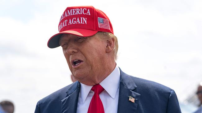 Donald Trump arrives at Atlanta airport in Georgia. Picture: AFP