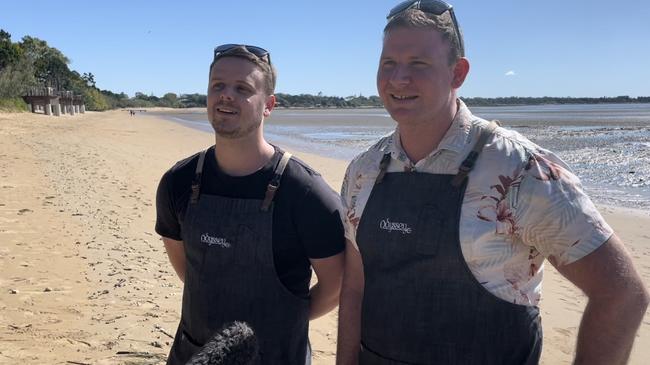 Odyssey Bistro owners Jason England and Scott Thompson announcing the Hervey Bay Seafood Festival for 2022.