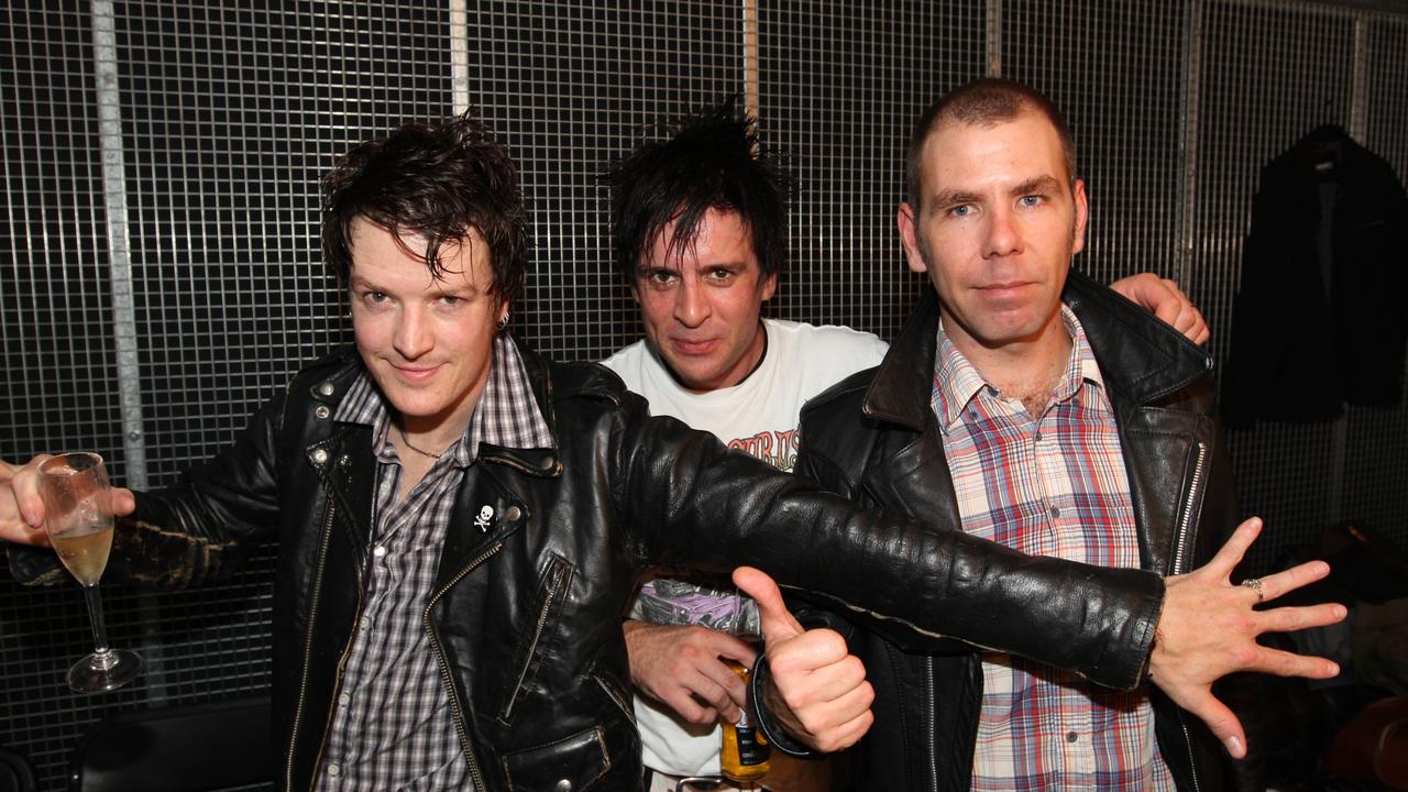 Chris Cheney, Andy Strachen and Scott Owen from band 'The Living End' at The Oxford Art Factory in Sydney. Picture: File