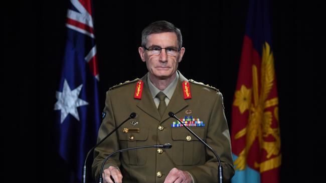 Defence Force chief General Angus Campbell delivers the findings of the Brereton Inquiry into alleged war crimes by Australian troops serving in Afghanistan. Picture: Mick Tsikas: Getty Images