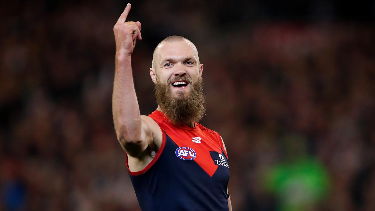 With Max Gawn expected to spend more time forward, there should be more celebrations like this. Picture: AFL Media/Getty Images