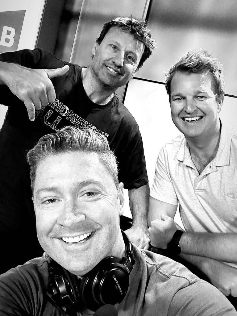 Clarke with his Big Sports Breakfast colleagues Laurie Daley (L) and Gerard Middleton (R)